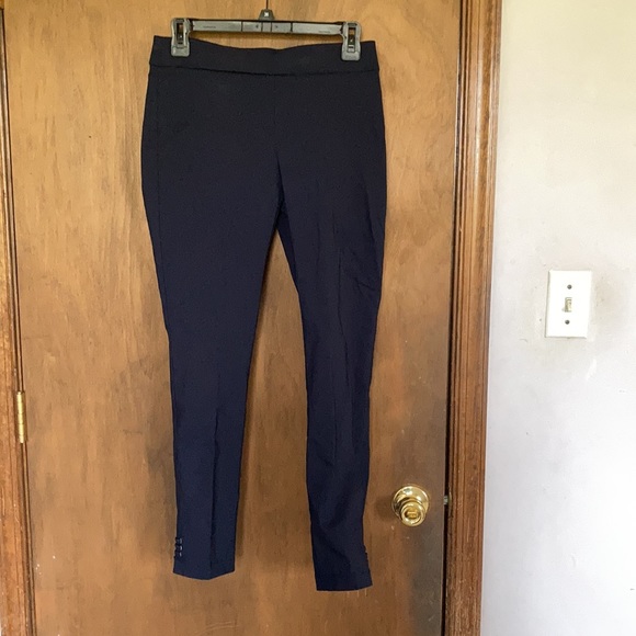 Emaline navy blue pull on pant with stretch design detail at hemline 4P - Picture 6 of 13